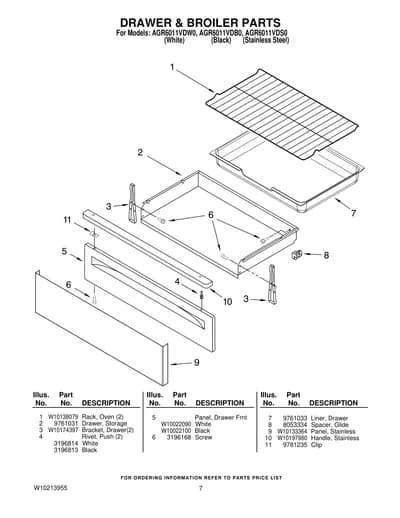DRAWER & BROILER PARTS