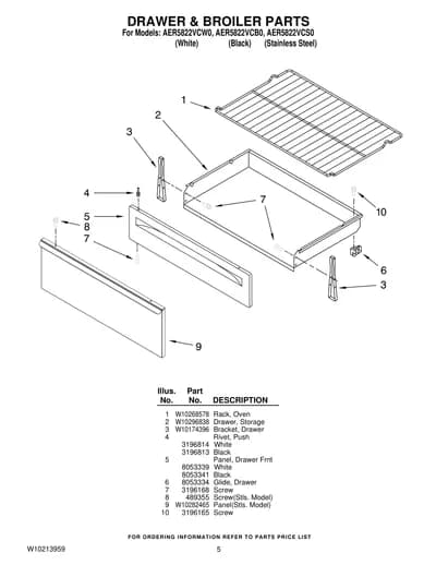 DRAWER & BROILER PARTS
