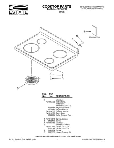 COOKTOP PARTS