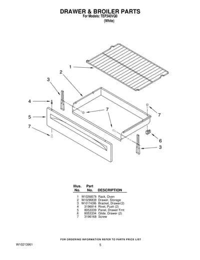 DRAWER & BROILER PARTS