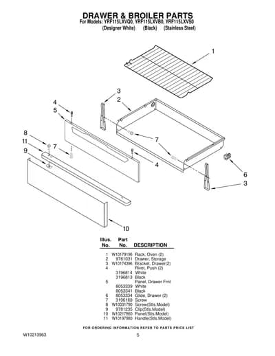 DRAWER & BROILER PARTS