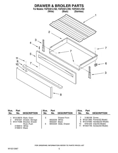 DRAWER & BROILER PARTS