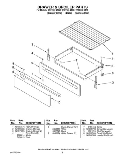 DRAWER & BROILER PARTS