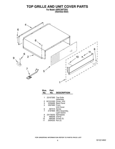 TOP GRILLE AND UNIT COVER PARTS