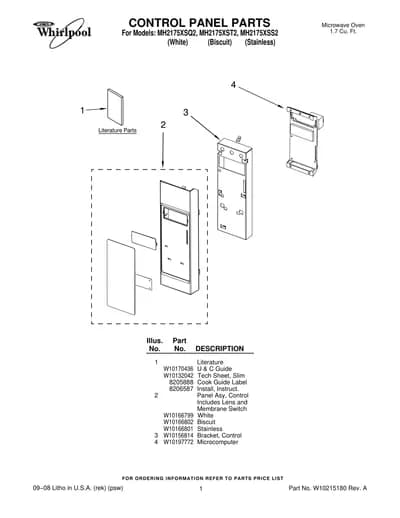 CONTROL PANEL PARTS