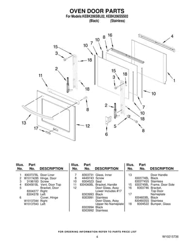 OVEN DOOR PARTS
