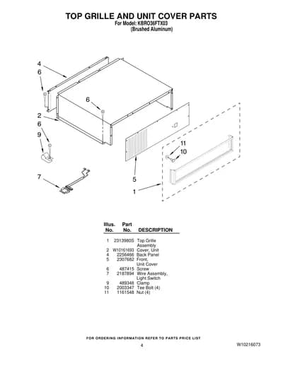 TOP GRILLE AND UNIT COVER PARTS