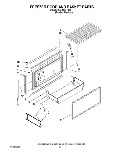 FREEZER DOOR AND BASKET PARTS