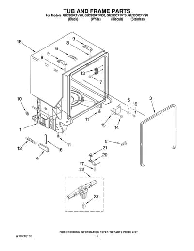 TUB AND FRAME PARTS