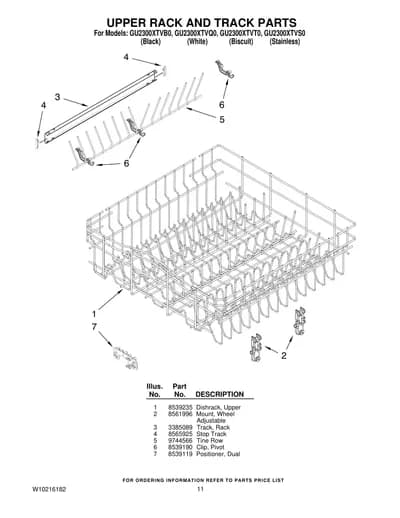 UPPER RACK AND TRACK PARTS