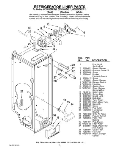 REFRIGERATOR LINER PARTS