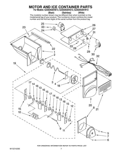 MOTOR AND ICE CONTAINER PARTS