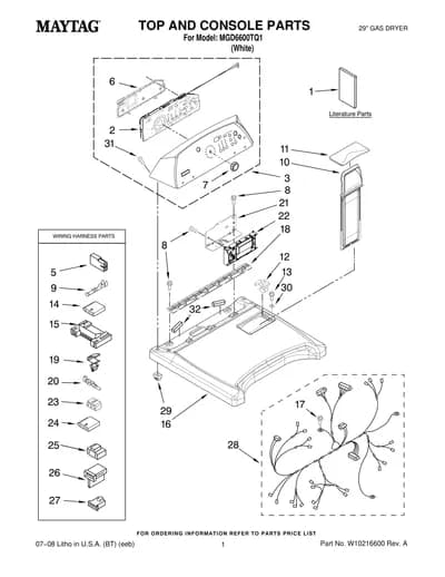 TOP AND CONSOLE PARTS