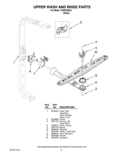 UPPER WASH AND RINSE PARTS