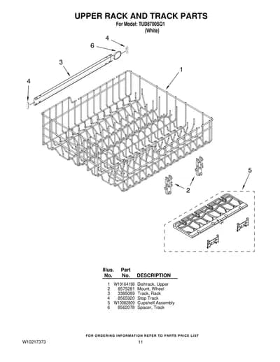UPPER RACK AND TRACK PARTS