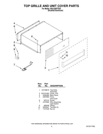 TOP GRILLE AND UNIT COVER PARTS