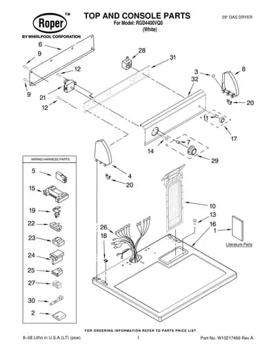 TOP AND CONSOLE PARTS