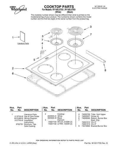 COOKTOP PARTS