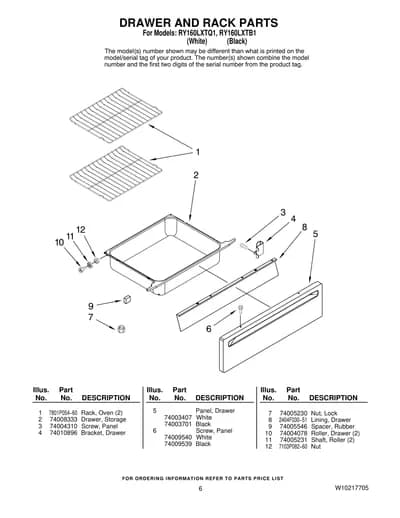 DRAWER AND RACK PARTS