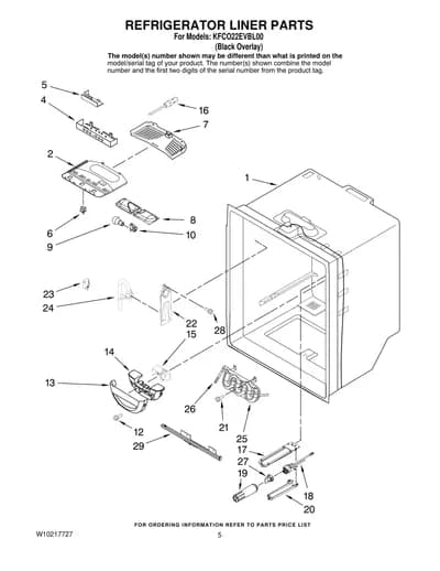 REFRIGERATOR LINER PARTS