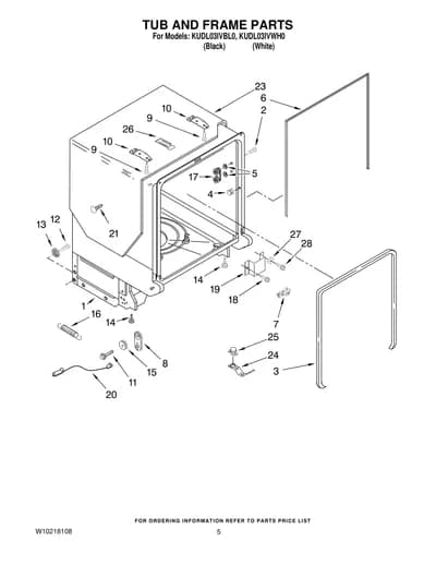TUB AND FRAME PARTS
