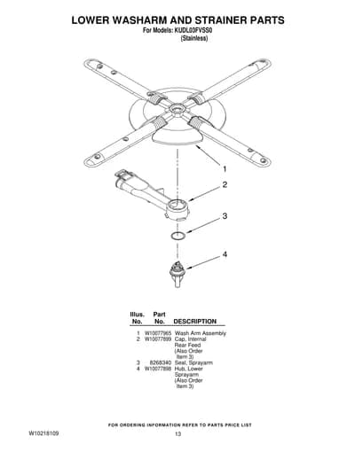 LOWER WASHARM AND STRAINER PARTS