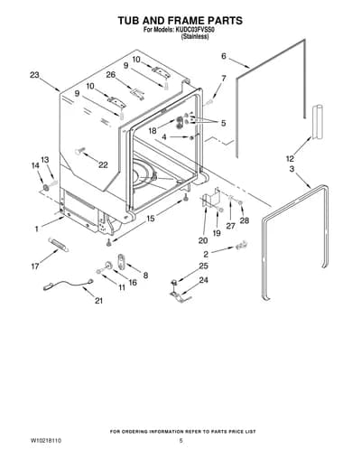 TUB AND FRAME PARTS