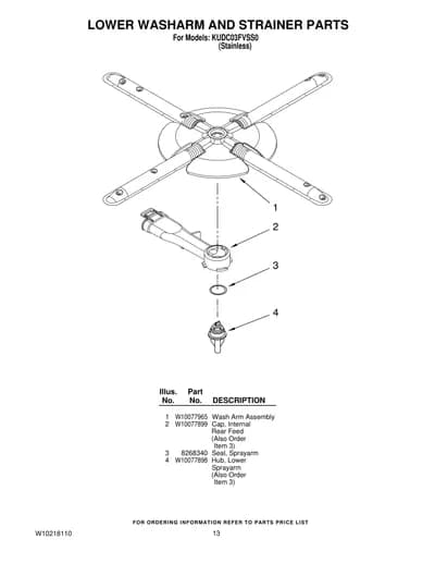 LOWER WASHARM AND STRAINER PARTS