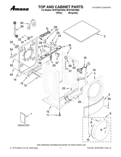 TOP AND CABINET PARTS