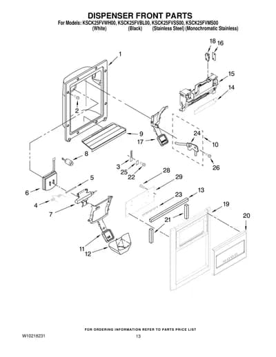 DISPENSER FRONT PARTS