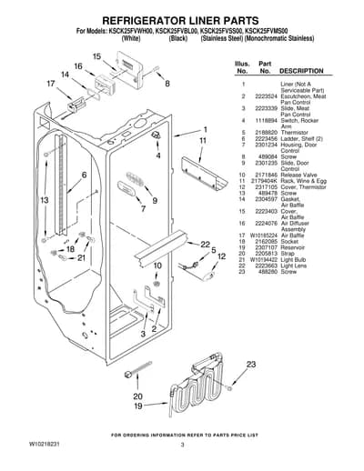 REFRIGERATOR LINER PARTS