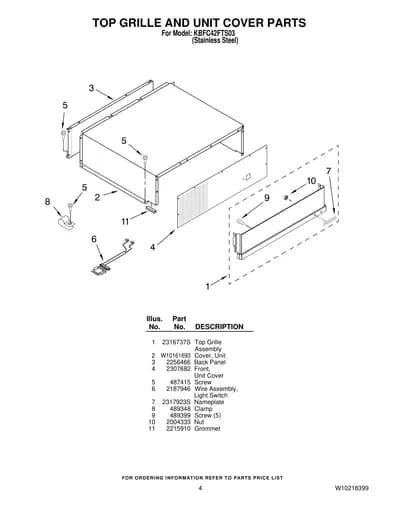 TOP GRILLE AND UNIT COVER PARTS