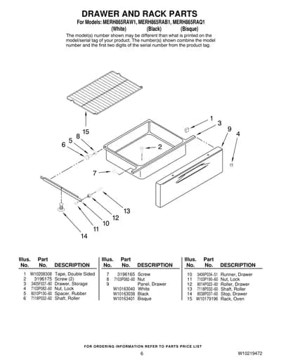 DRAWER AND RACK PARTS