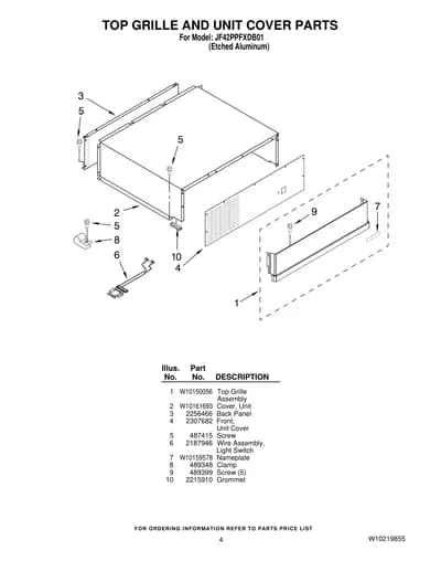 TOP GRILLE AND UNIT COVER PARTS