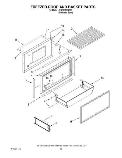 FREEZER DOOR AND BASKET PARTS