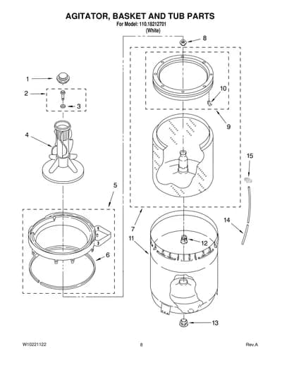 AGITATOR, BASKET AND TUB PARTS