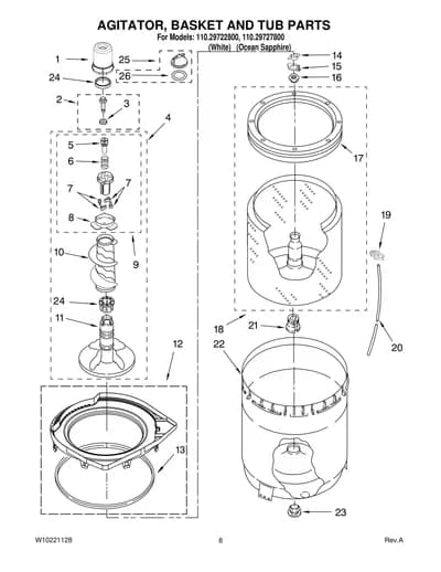 AGITATOR, BASKET AND TUB PARTS