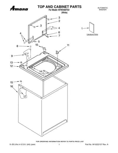 TOP AND CABINET PARTS