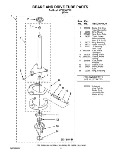 BRAKE AND DRIVE TUBE PARTS