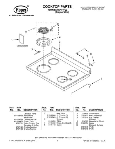 COOKTOP PARTS