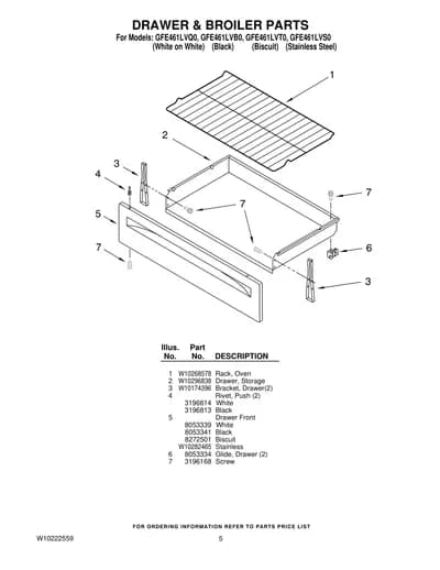 DRAWER & BROILER PARTS