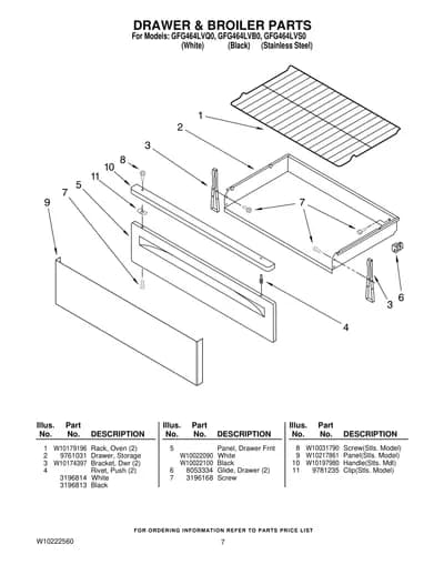 DRAWER & BROILER PARTS