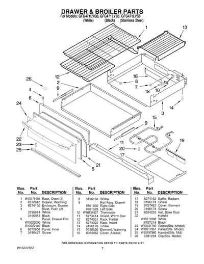 DRAWER & BROILER PARTS