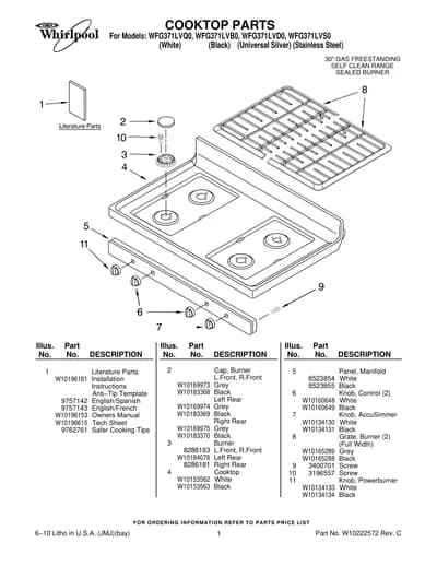 COOKTOP PARTS