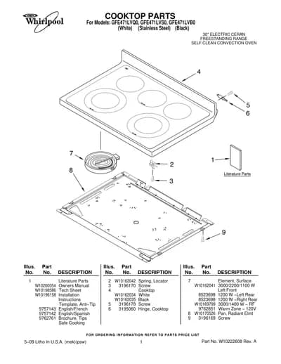 COOKTOP PARTS