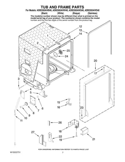 TUB AND FRAME PARTS