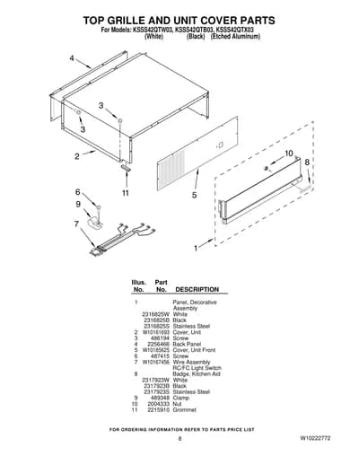 TOP GRILLE AND UNIT COVER PARTS