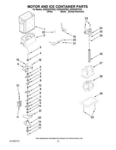MOTOR AND ICE CONTAINER PARTS