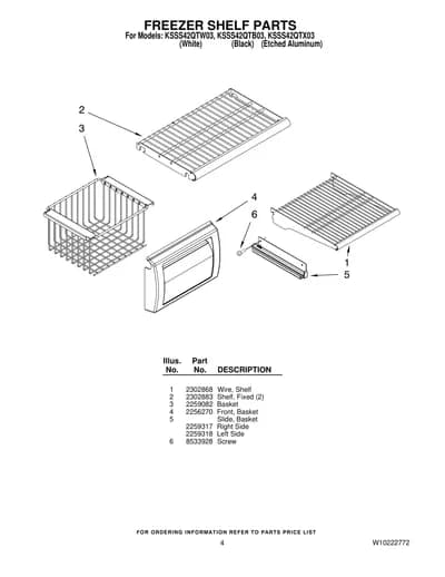 FREEZER SHELF PARTS