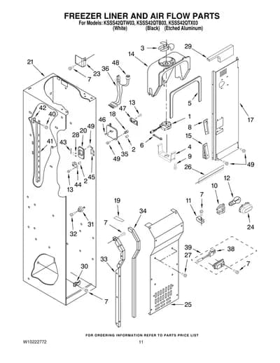 FREEZER LINER AND AIR FLOW PARTS